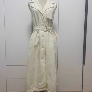Elegant Cream Belted Maxi Dress